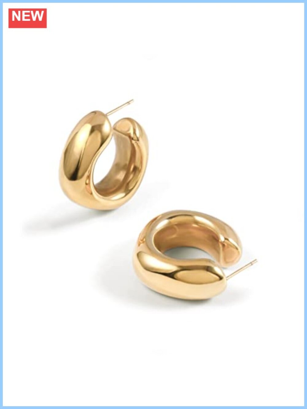 Waterproof Gold Plated Chunky Hoop Earrings for Women Hypoallergenic